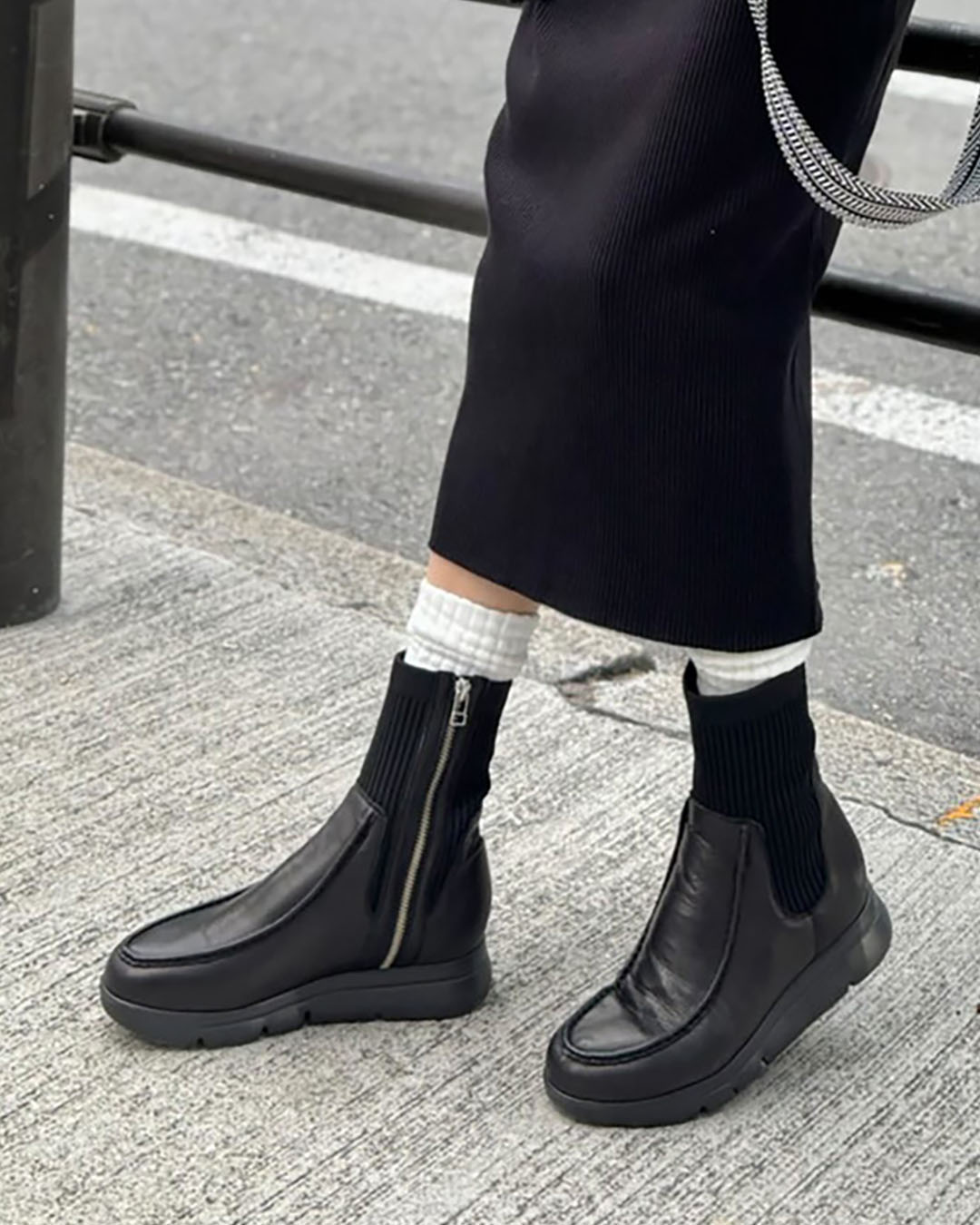 【244400】ニットサイドゴアブーツ