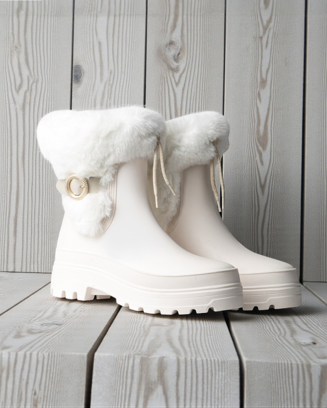 【INGRID】ファー付きレインブーツ