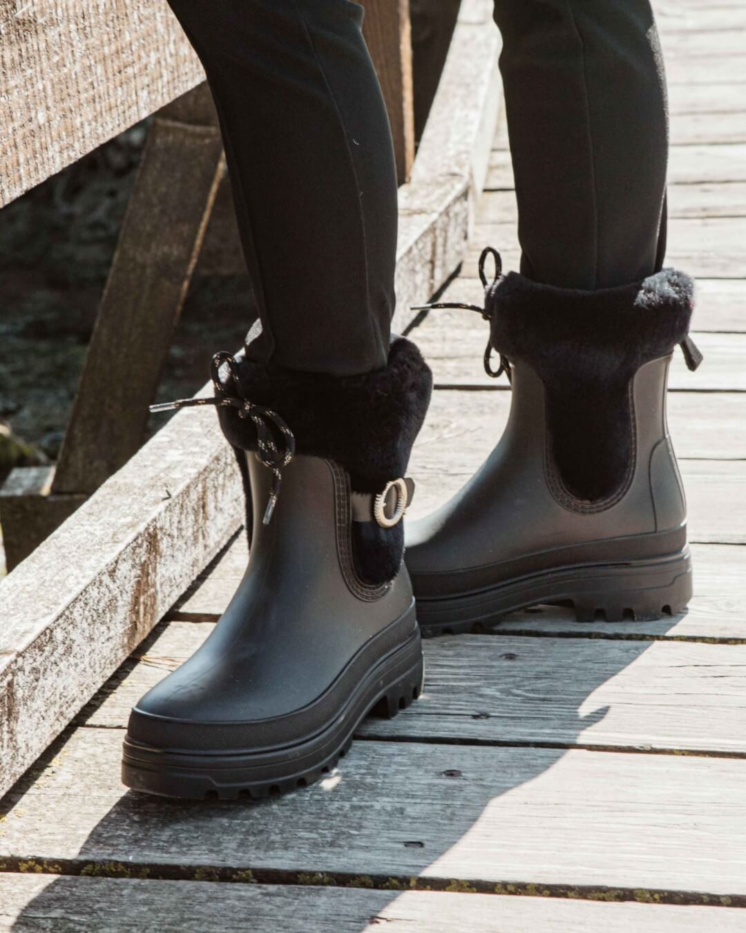 【INGRID】ファー付きレインブーツ