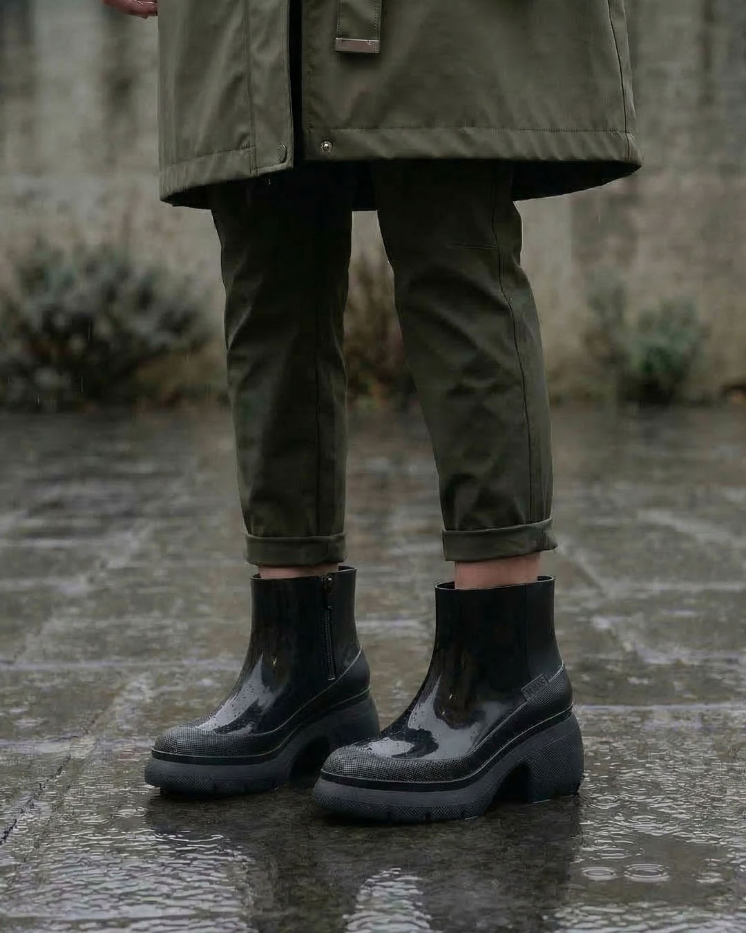 ボリュームソールレインブーツ