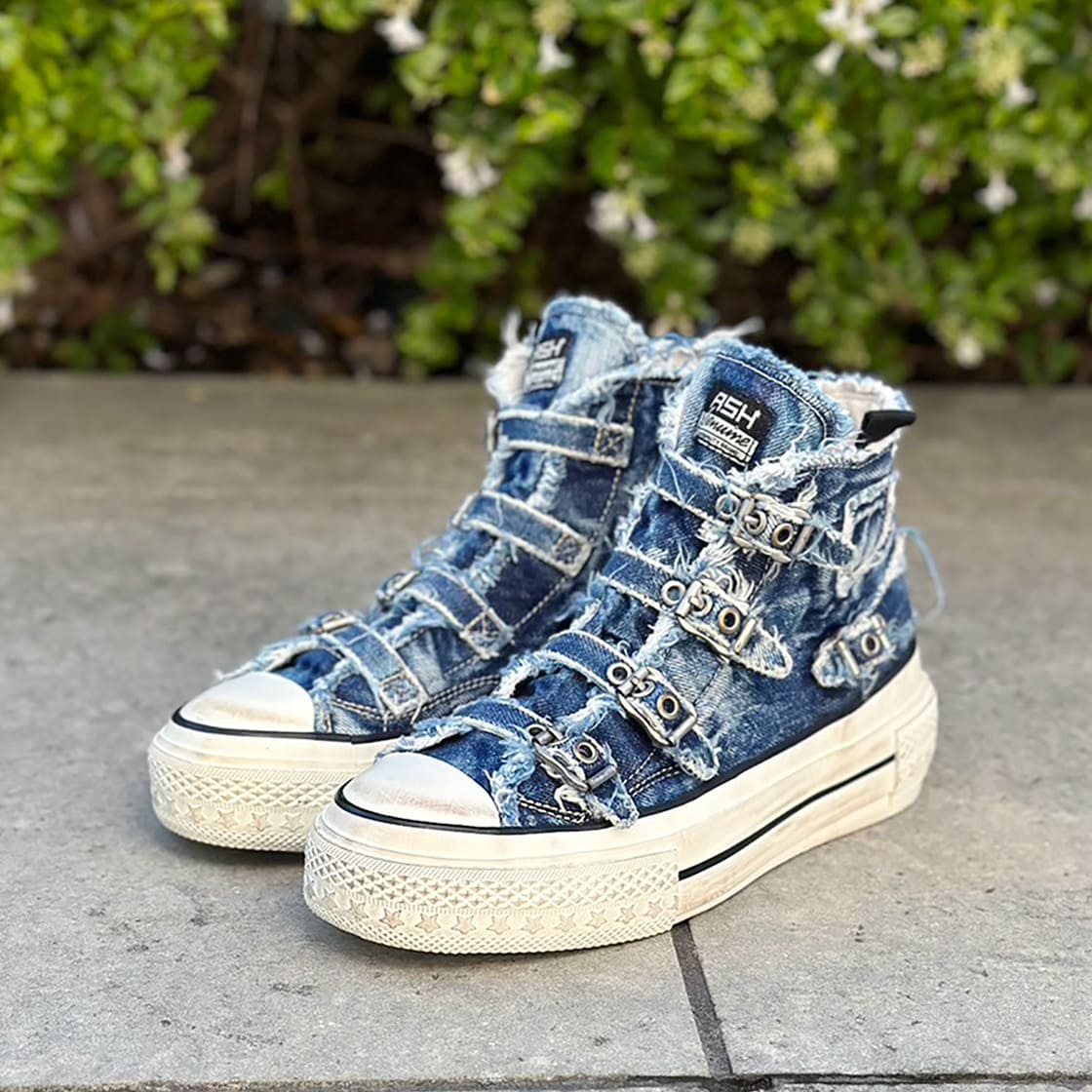 【RAINBOW WASHED CANVAS】デニムハイカットスニーカー