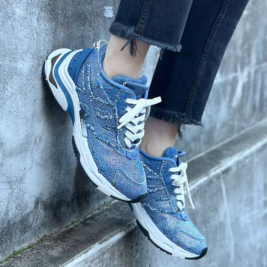 【RACE STRASS DENIM】デニムビジュースニーカー