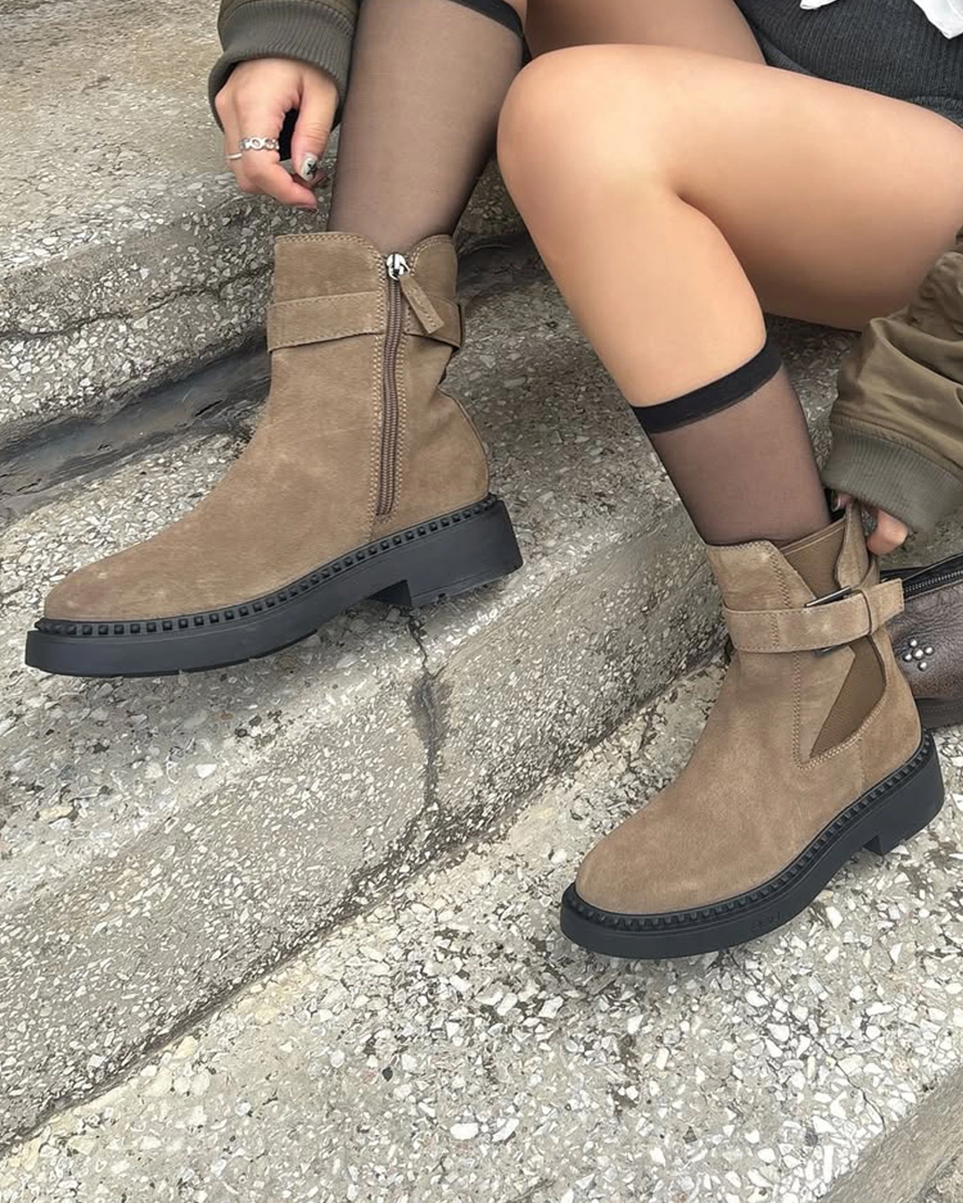 【MARGOT】ベルト厚底ショートブーツ